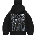 Where Mind Baskılı Siyah Samuray Kar Maske Sweatshirt Hırka