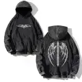 Yıkamalı Skeleton Kapüşonlu Sweatshirt Hoodie