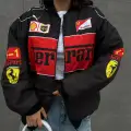 Siyah F1 Ferrari Racing Retro Unisex Bomber Ceket
