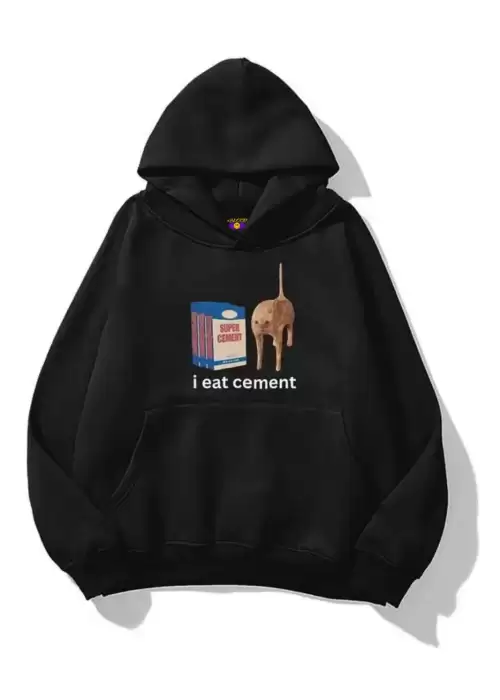 Unisex i eat cement Sweatshirt Siyah