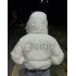 Beyaz Juicy Peluş Kapüşonlu Şişme Crop Mont