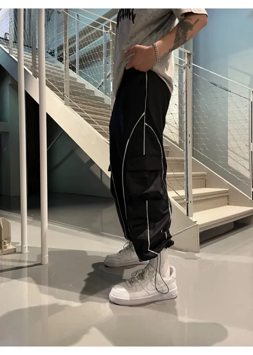 BLACK SİYAH CARGO CEP PİLE DETAY PANTOLON