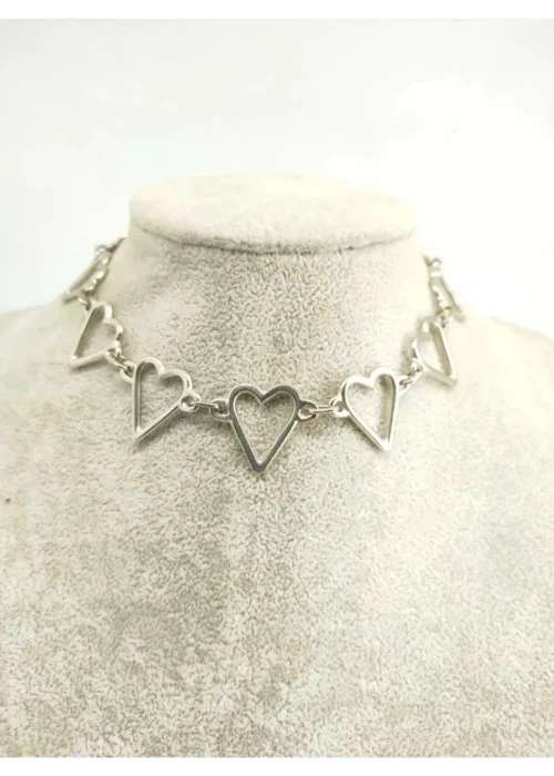 HEART ON HEART NİKEL KAPLAMA GOTİK ZİNCİR CHOKER