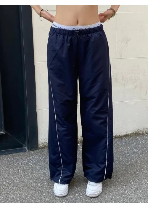 Lacivert Paraşüt Kumaş Çizgi Detay Eşofman