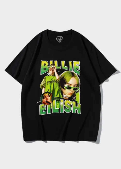 Siyah Unisex Billie Eilish Karakter Tişört