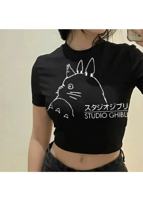 TOTORO KAWAİİ  SİYAH TOTORO CROP