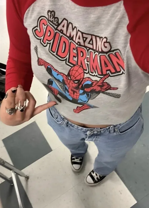 THE AMAZİNG SPİDER MAN DESİNG BLUZ KIRMIZI GRİ YARIM KADIN T-SHİRT CROP