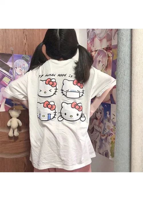 Hello Kitty Sick Emoji Beyaz (unisex) T-shirt