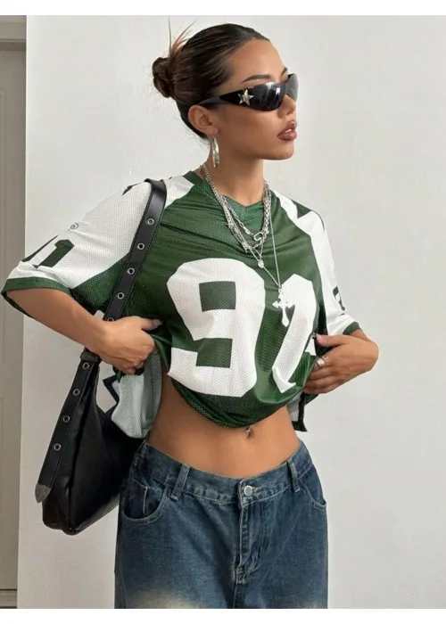 91 Number Jersey Yeşil T-shirt Forma