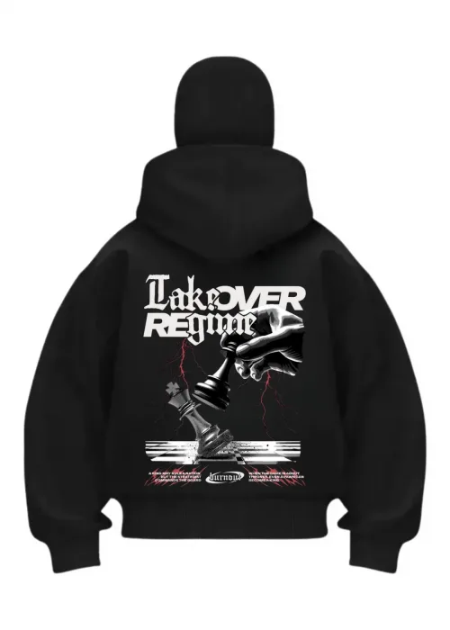 Allover Reg Baskılı Siyah Samuray Kar Maske Sweatshirt Hırka