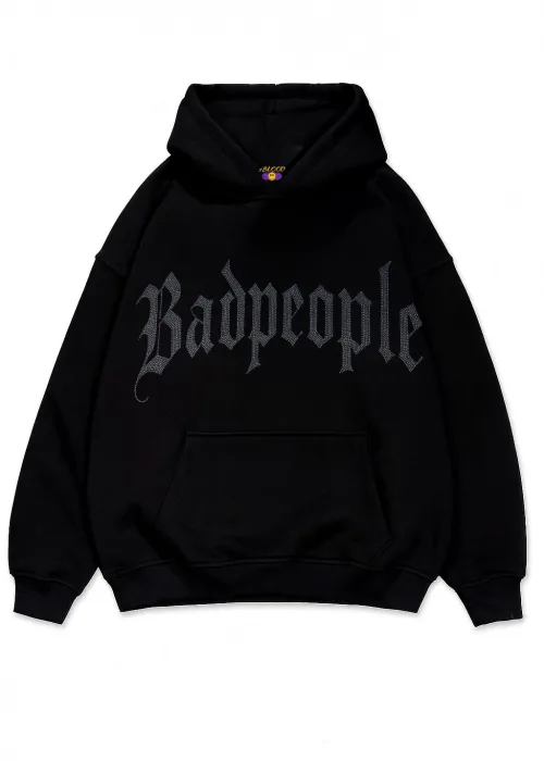 Badpeople Beyaz Taş Baskılı Oversize Unisex Kapüşonlu Sweatshirt