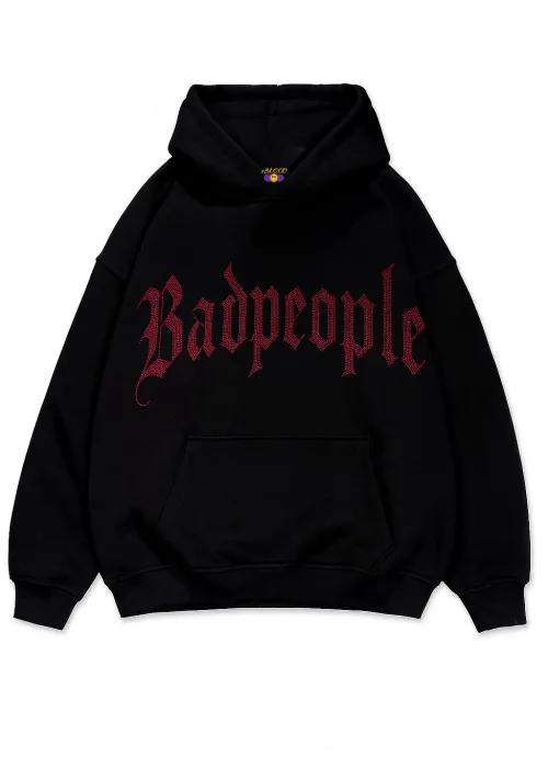 Badpeople Kırmızı Taş Baskılı Oversize Unisex Kapüşonlu Sweatshirt