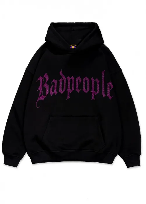 Badpeople Pembe Taş Baskılı Oversize Unisex Kapüşonlu Sweatshirt