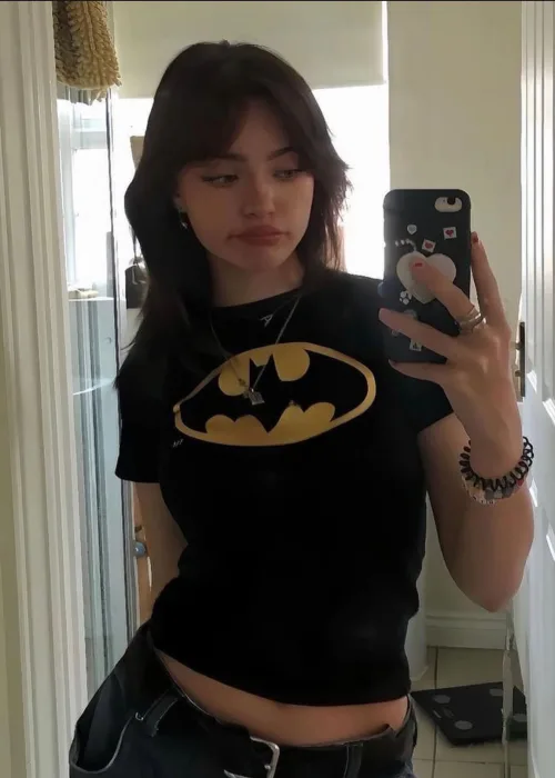 BATMAN BASKILI SİYAH CROP