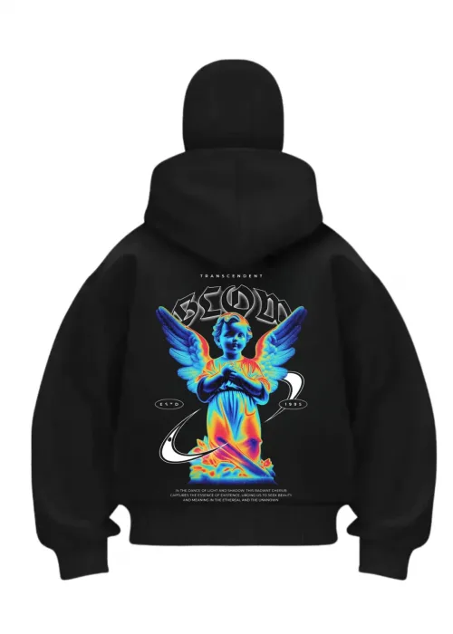 Beom Angel Baskılı Siyah Samuray Kar Maske Sweatshirt Hırka