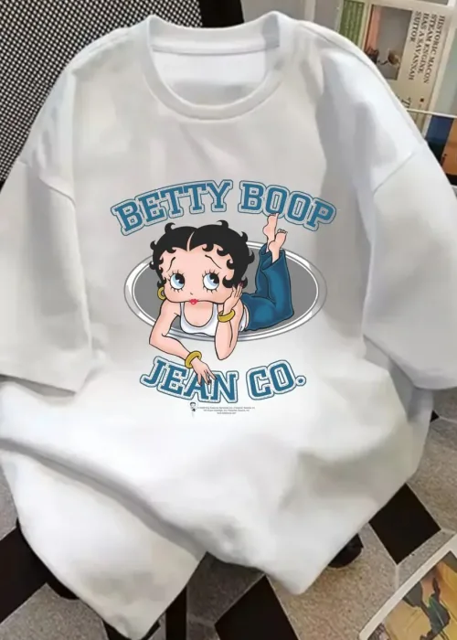 Betty Boop Baskılı Unisex Oversize T-shirt