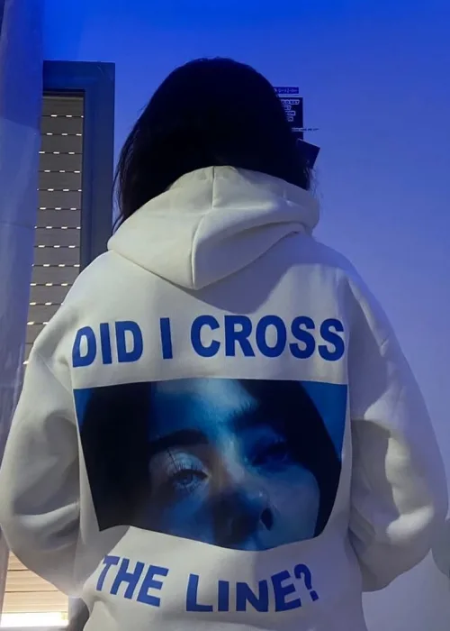 Beyaz Billie Eilish Baskılı Oversize Unisex Kapüşonlu Sweat