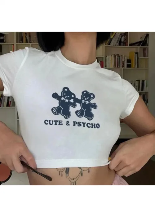 Beyaz Cute & Psycho Crop