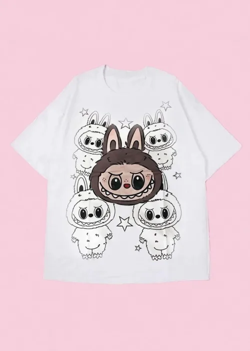 Beyaz Labubu Star Unisex T-shirt