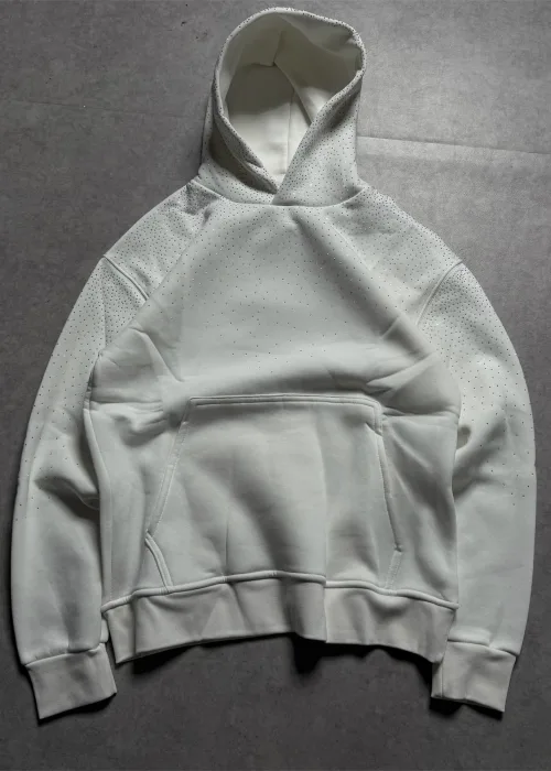 Beyaz Özel Seri Oversize Taşlı Sweatshirt