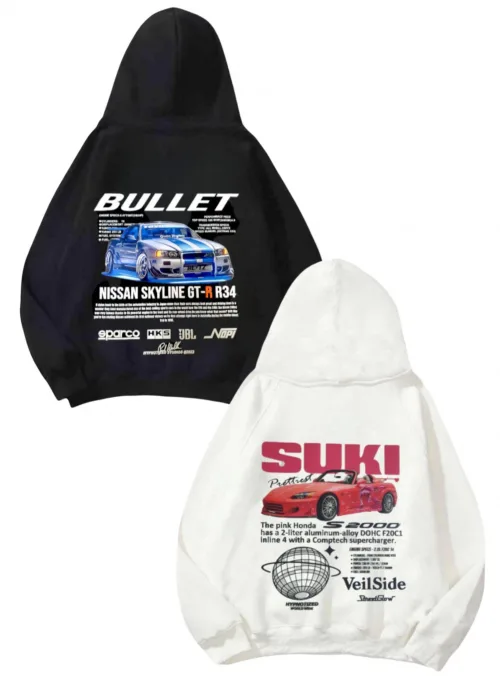 Siyah Bullet Baskılı Oversize Sweatshirt