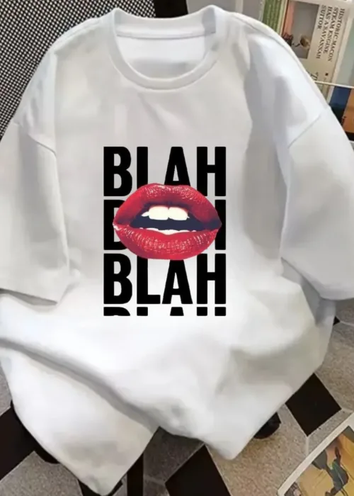Blah Blah Blah Baskılı Unisex Oversize T-shirt