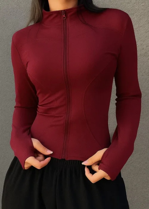 Bordo Parmaklı Street Y2K Crop Hırka