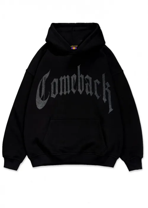 ComeBack Beyaz Taş Baskılı Oversize Unisex Kapüşonlu Sweatshirt