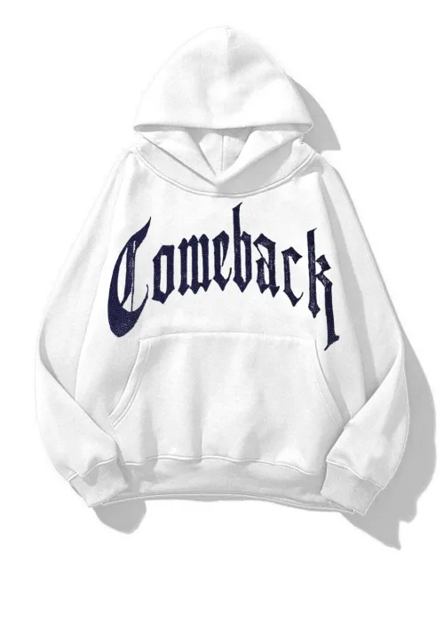 ComeBack Mavi Taş Baskılı Oversize Unisex Kapüşonlu Sweat