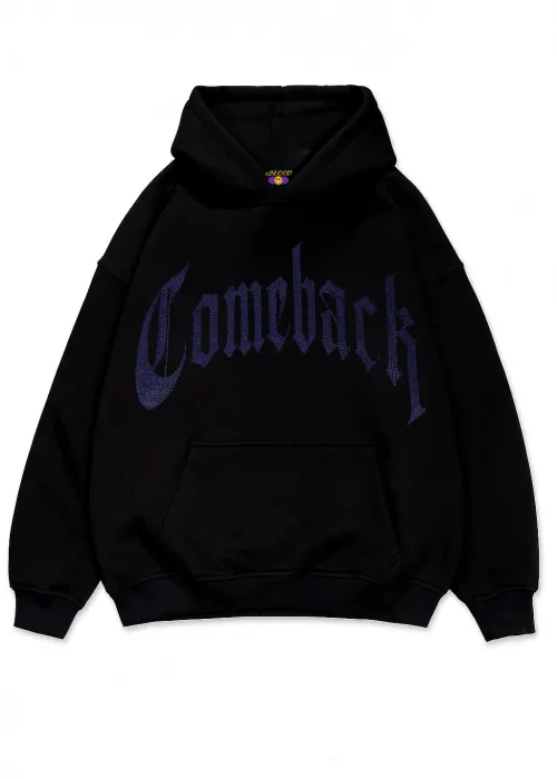 ComeBack Mavi Taş Baskılı Oversize Unisex Kapüşonlu Sweatshirt