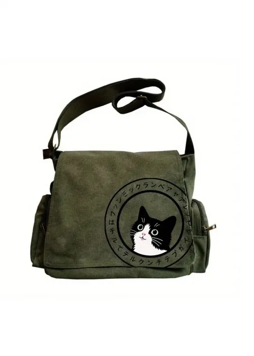 TOTORO CAT Baskılı Unisex Postacı Çantası