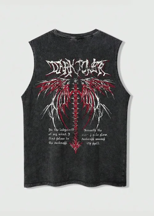 Dark Power Atlet Bisiklet Yaka Yıkamalı Vintage Unisex Oversize T-Shirt