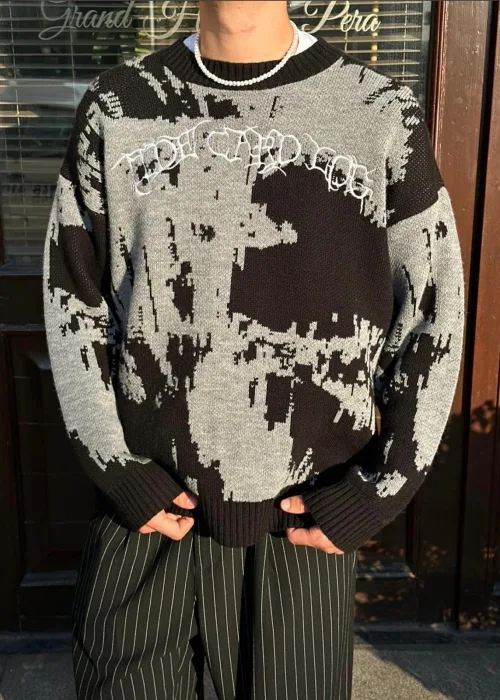 Fade siyah premium triko kazak