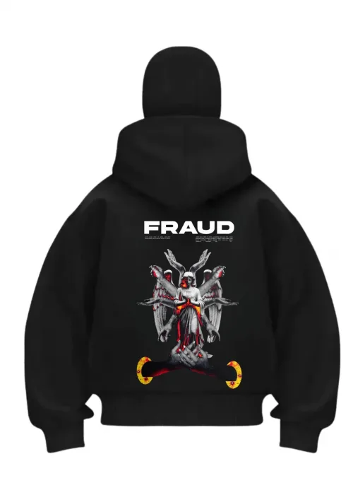 Fraud Design Baskılı Siyah Samuray Kar Maske Sweatshirt Hırka