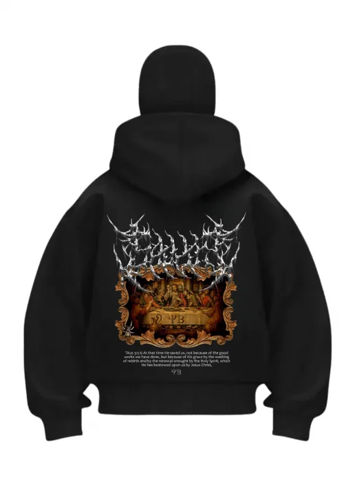 Gothic Crisis Baskılı Siyah Samuray Kar Maske Sweatshirt Hırka