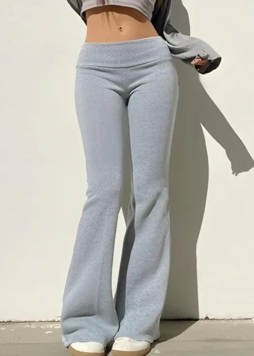 Gri İspanyol Paça Tayt Beli Lastikli