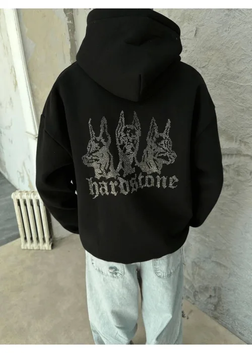 Hardstone Taş Detaylı Hoodie Oversize Sweatshirt