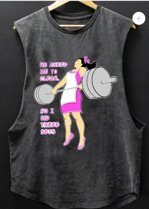 He Asked Me To Clean Baskılı Unisex Oversize Yıkamalı Atlet