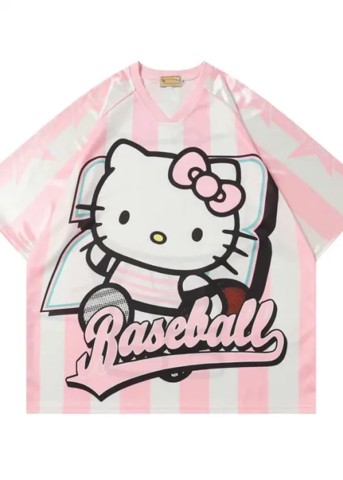Hello Kitty Cute Pembe Jersey Oversize Forma