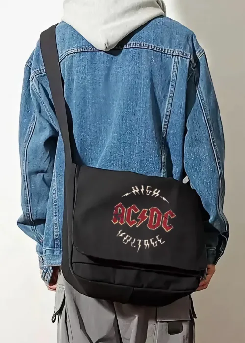 High Voltage ACDC Siyah Postacı Çanta