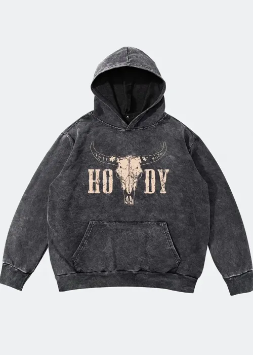 HODY Gri Yıkamalı Kumaş Kapüşonlu Sweatshirt