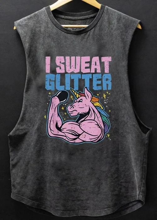 I Sweat Glıtter Baskılı Unisex Oversize Yıkamalı Atlet