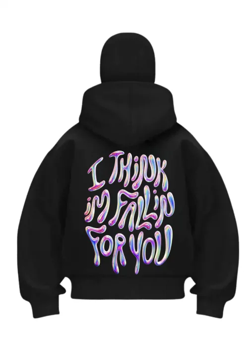 I Think Baskılı Siyah Samuray Kar Maske Sweatshirt Hırka