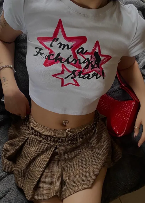 I’m a fucking star beyaz crop
