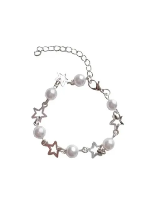 İncili Yıldız Zincirli Bileklik