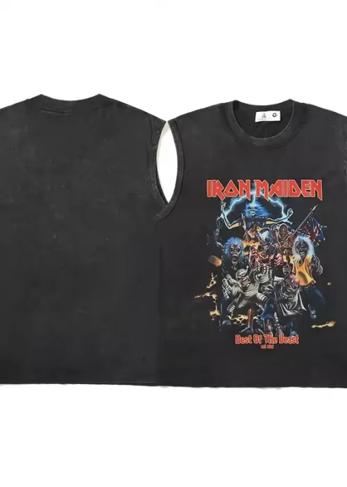 Iron Maıden Baskılı Vintage Unisex Oversize Yıkamalı Atlet