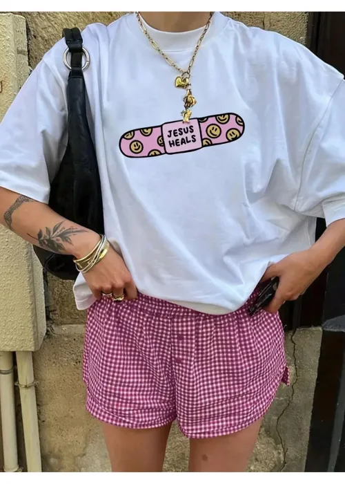 Jesus Heals Baskılı Unisex Oversize T-shirt