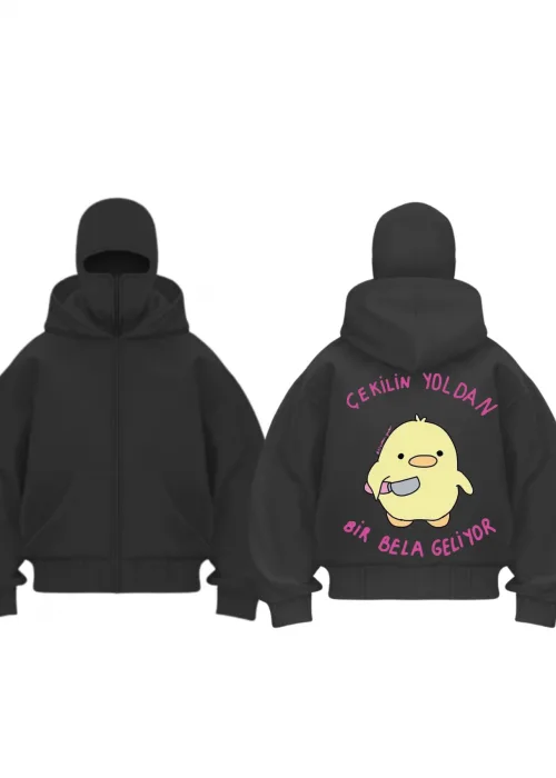 Katil Civciv Baskılı Kar Maskeli Ninja Unisex Sweatshirt Hırka