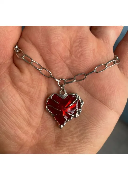 Kırmızı Reaper Heart Zincirli Kolye