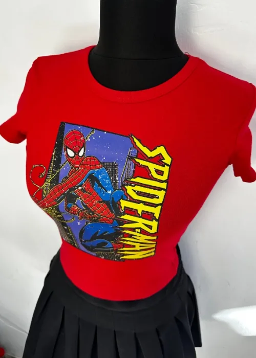 Kırmızı Spiderman Crop Top
